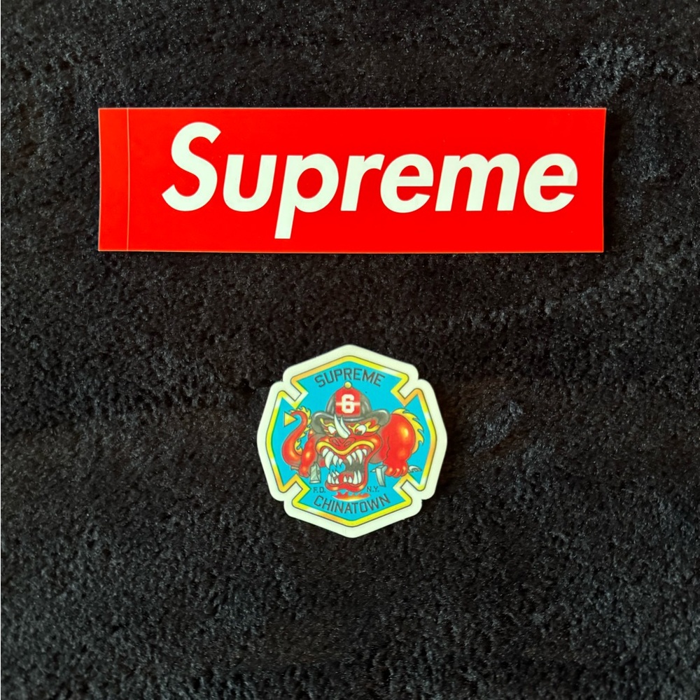 Supreme Red Logo and Chinatown Graphic Stickers